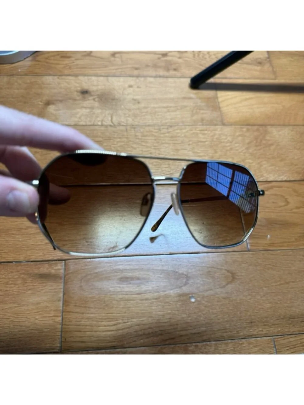 AIRE Corvus Aviator Sunglasses Brown Lens Gold Metal Frame Unisex Classic